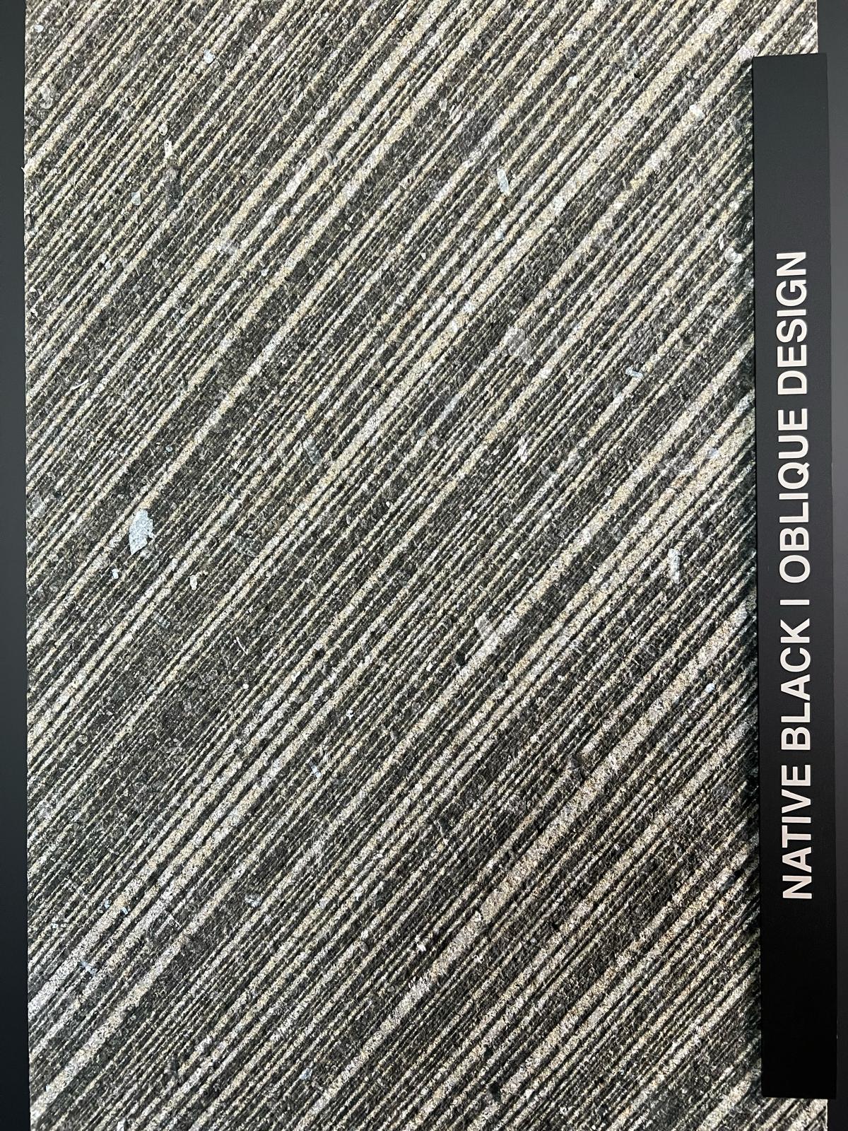 Native Black oblique granite stone CNC 45 degree lines Doha Qatar